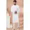 White Georgette Weaving Work Party Wear Mens Kurta Pajama - 12115205424