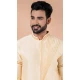Cream Banarasi Dupion Weaving Work Party Wear Mens Kurta Pajama - 12115205425
