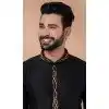 Black Viscose Weaving Work Party Wear Plus Size Mens Kurta Pajama - 12115205430