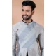 Grey Banarasi Dupion Weaving Work Party Wear Mens Kurta Pajama - 12115205431