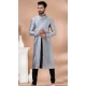 Grey Banarasi Dupion Weaving Work Party Wear Mens Kurta Pajama - 12115205431