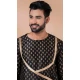 Black Banarasi Dupion Weaving Work Party Wear Mens Kurta Pajama - 12115205433
