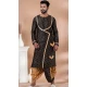 Black Banarasi Dupion Weaving Work Party Wear Mens Kurta Pajama - 12115205433