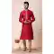 Red Silk Printed Festival Wear Mens Kurta Pajama - 12116205435