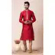 Red Silk Printed Festival Wear Mens Kurta Pajama - 12116205435