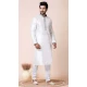 White Silk Printed Festival Wear Mens Kurta Pajama - 12116205436