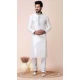White Silk Printed Festival Wear Mens Kurta Pajama - 12116205436
