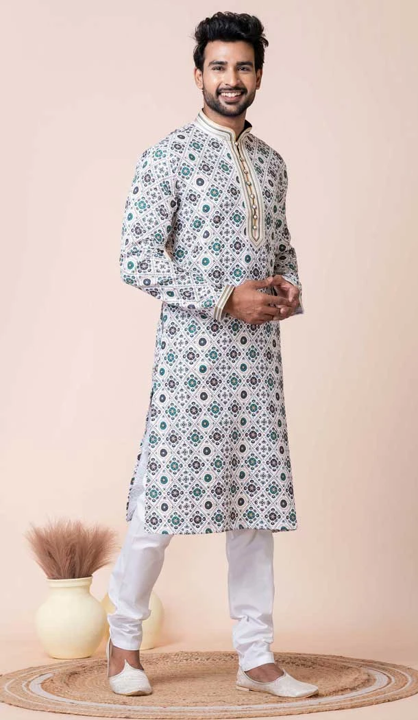 Multi Color Cotton Printed Festival Wear Mens Kurta Pajama - 12116205438