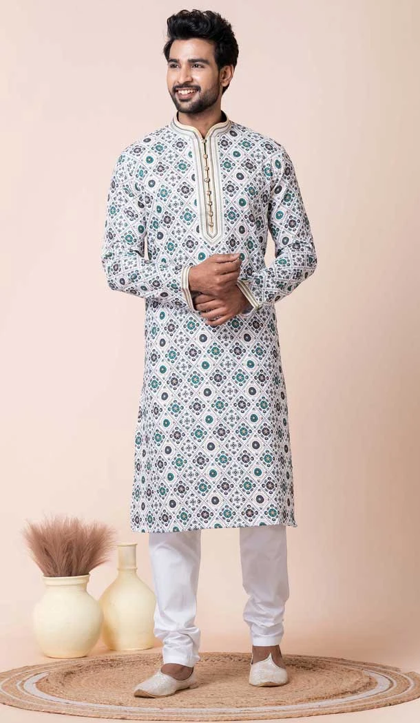 Multi Color Cotton Printed Festival Wear Mens Kurta Pajama - 12116205438