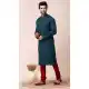 Teal Green Cotton Printed Festival Wear Mens Kurta Pajama - 12116205451