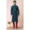 Teal Green Cotton Printed Festival Wear Mens Kurta Pajama - 12116205451