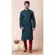Teal Green Cotton Printed Festival Wear Mens Kurta Pajama - 12116205451