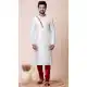 White Printed Silk Festival Wear Mens Kurta Pajama - 12116205453