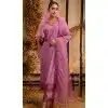 Women Viscose Roman Silk Embroidery Lavender Party Wear Salwar Suit Plus Size