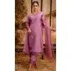 Women Viscose Roman Silk Embroidery Lavender Party Wear Salwar Suit Plus Size