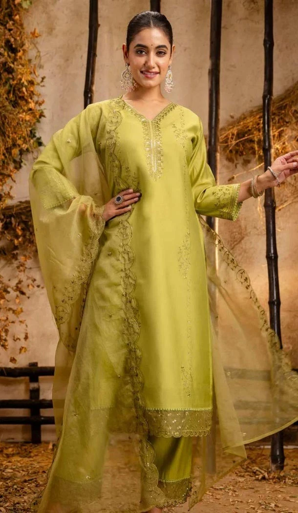 Women Viscose Roman Silk Party Wear Salwar Suit Mehndi Green Embroidery - 12174206193 Women Viscose Roman Silk Party Wear Salwar Suit Mehndi Green Embroidery - 12174206193