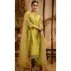 Women Viscose Roman Silk Party Wear Salwar Suit Mehndi Green Embroidery Plus Size