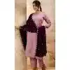 Women Embroidery Party Wear Salwar Suit Silk Blend Lavender Plus Size