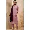 Women Embroidery Party Wear Salwar Suit Silk Blend Lavender Plus Size