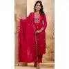 Women Silk Blend Party Wear Salwar Suit Embroidery Rani Pink Plus Size