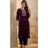 Women Purple Party Wear Salwar Suit Embroidery Silk Blend Plus Size