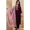 Women Purple Party Wear Salwar Suit Embroidery Silk Blend Plus Size