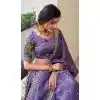 Women Party Lehenga Choli Gold Crush Lavender Embroidery Plus Size