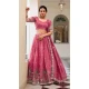 Women Pink Embroidery Gold Crush Party Lehenga Choli - 12197206416