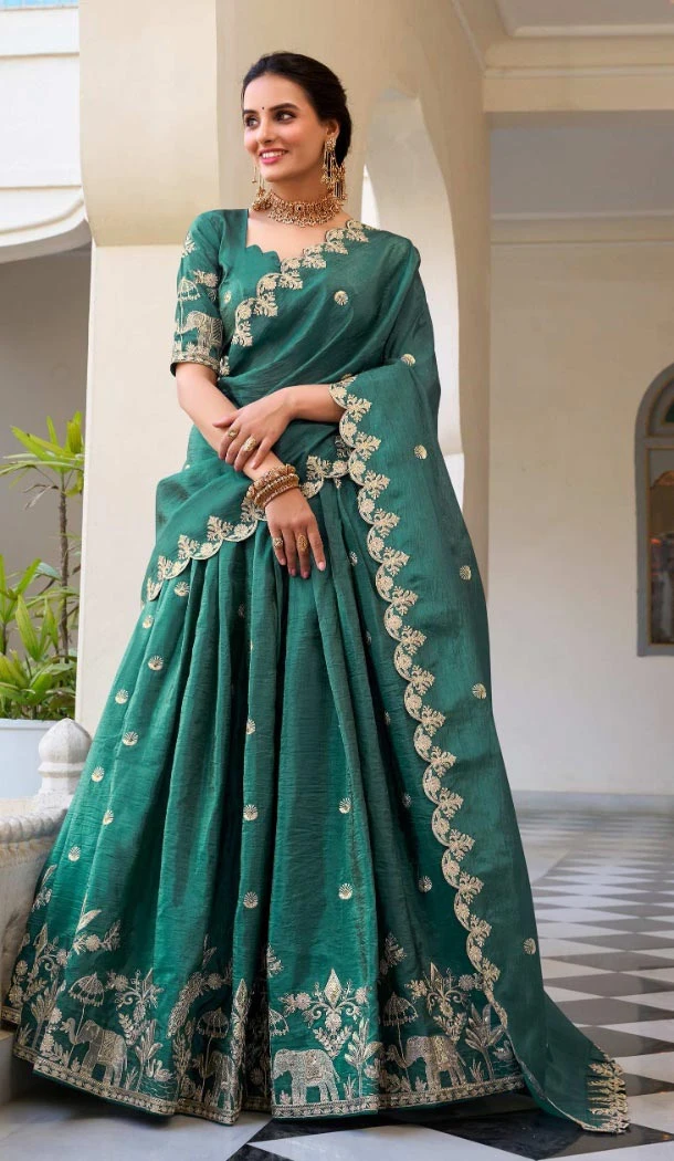 Women Embroidery Gold Crush Party Lehenga Choli Teal - 12197206417 Women Embroidery Gold Crush Party Lehenga Choli Teal - 12197206417