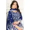 Women Palazzo Suit Pure Heavy Chinnon Silk Heavy Embroidery Work Royal Blue Plus Size
