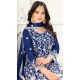 Women Palazzo Suit Pure Heavy Chinnon Silk Heavy Embroidery Work Royal Blue - 12212206493