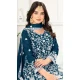 Women Pure Heavy Chinnon Silk Heavy Embroidery Work Palazzo Suit Teal Blue - 12212206494 Women Pure Heavy Chinnon Silk Heavy Embroidery Work Palazzo Suit Teal Blue - 12212206494