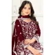 Women Palazzo Suit Maroon Pure Heavy Chinnon Silk Heavy Embroidery Work - 12212206495