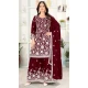 Women Palazzo Suit Maroon Pure Heavy Chinnon Silk Heavy Embroidery Work - 12212206495