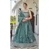 Women Party Lehenga Choli Embroidery Silk Sea Green Plus Size