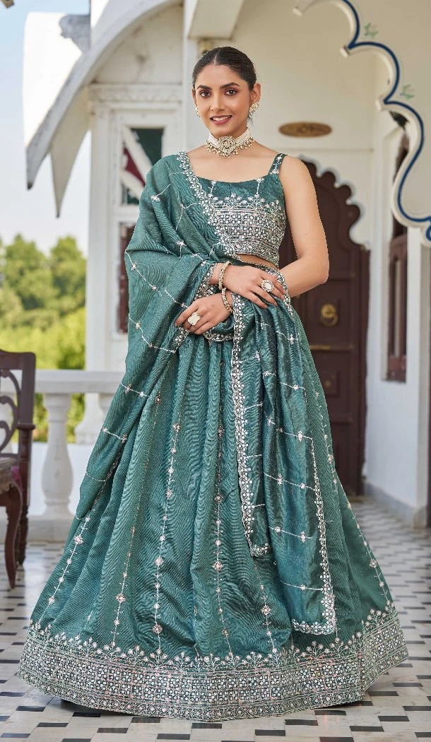Women Party Lehenga Choli Embroidery Silk Sea Green - 12233206566 Women Party Lehenga Choli Embroidery Silk Sea Green - 12233206566