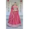 Women Pink Party Lehenga Choli Silk Embroidery Plus Size
