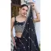 Women Silk Embroidery Black Party Lehenga Choli Plus Size