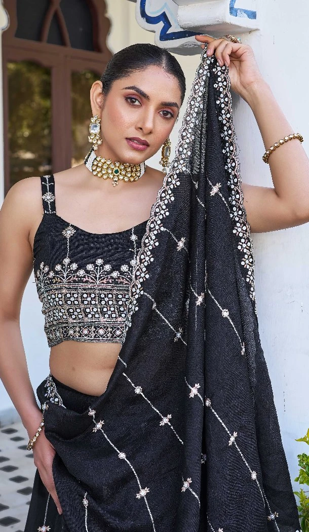 Women Silk Embroidery Black Party Lehenga Choli - 12233206568 Women Silk Embroidery Black Party Lehenga Choli - 12233206568