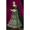 Women Embroidery Green Wedding Lehenga Velvet Plus Size