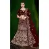 Women Maroon Stone Work Embroidery Velvet Plus Size
