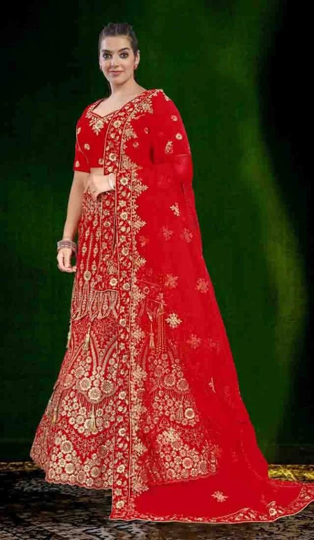 Women Velvet Stone Work Embroidery Red - 12242206638 Women Velvet Stone Work Embroidery Red - 12242206638