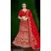 Women Velvet Stone Work Embroidery Red Plus Size