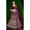 Women Stone Work Purple Wedding Lehenga Embroidery Plus Size