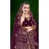 Women Stone Work Purple Wedding Lehenga Embroidery Plus Size