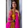 Women Mustard Narayana Pattu Embroidery Party Lehenga Choli Plus Size