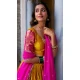 Women Mustard Narayana Pattu Embroidery Party Lehenga Choli - 12256206710