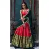 Women Narayana Pattu Party Lehenga Choli Red Embroidery Plus Size