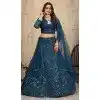 Net Embroidery Teal Blue Party Lehenga Choli