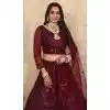 Net Embroidery Maroon Party Lehenga Choli
